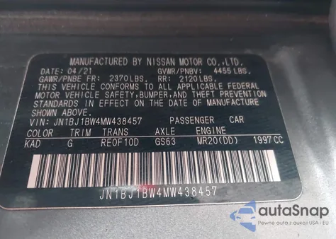 2021 Nissan Rogue Sport Sv Awd Xtronic Cvt из США, поврежденный, VIN JN1BJ1BW4MW438457